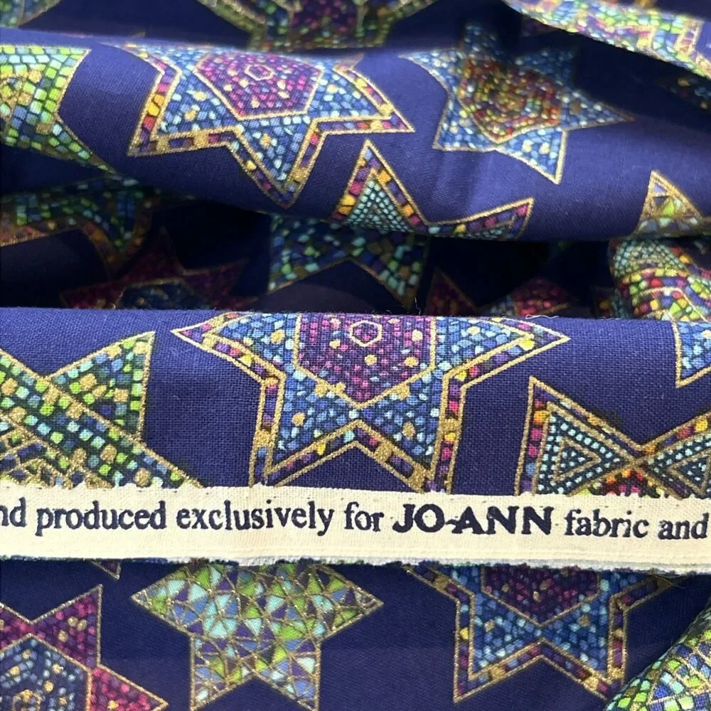 Stained Glass Star of David Jewish MosaicCotton Quilting Fabric JoAnn 80